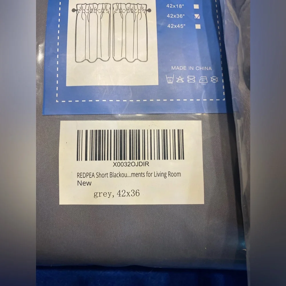 NWT Window Valances/half curtains , Set of 2, Rod Pocket, 42”W X 36”L, Gray